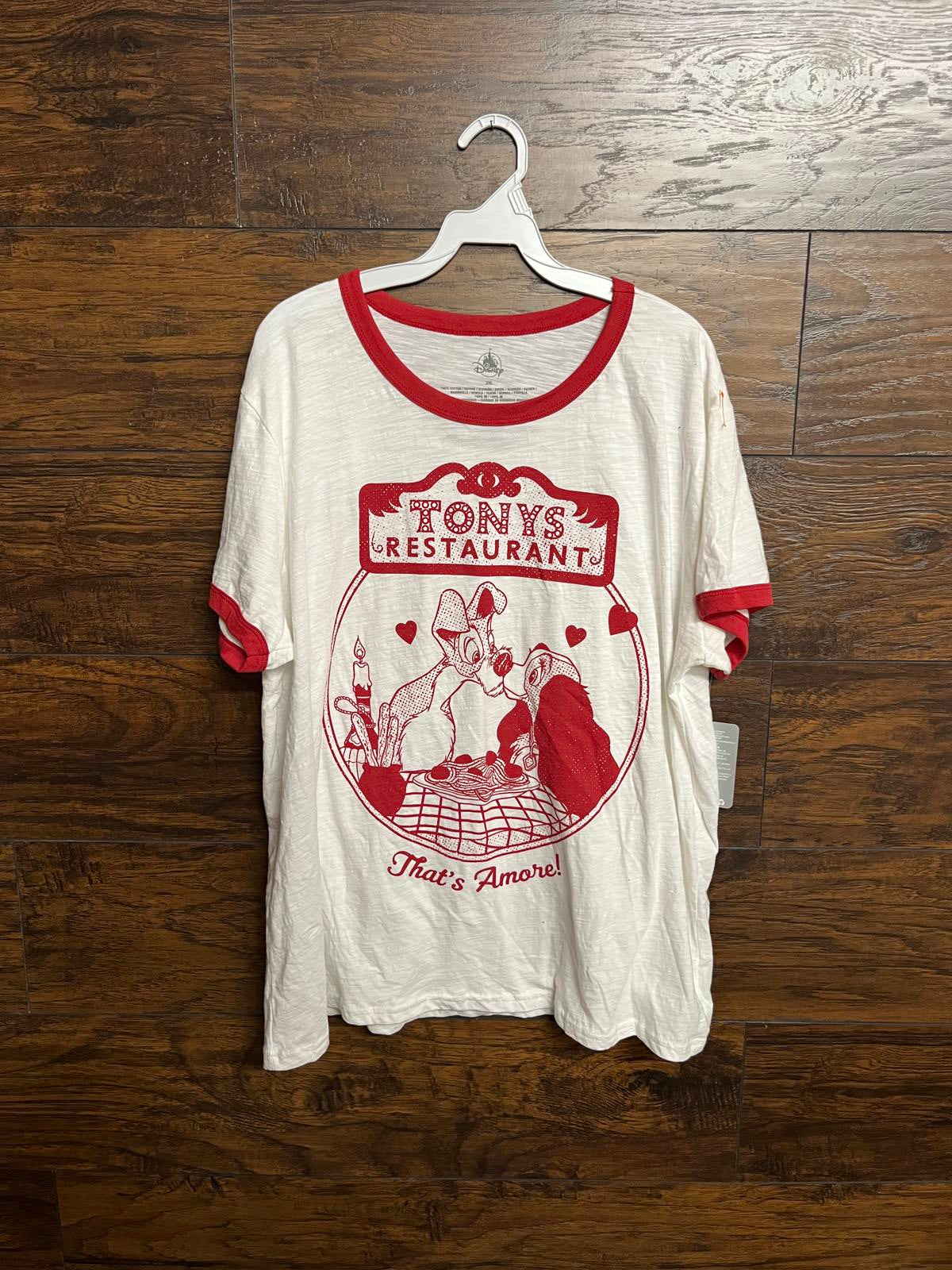 Disney Tonys Restaurant Lady and the Tramp Movie Tee NWT 2XL