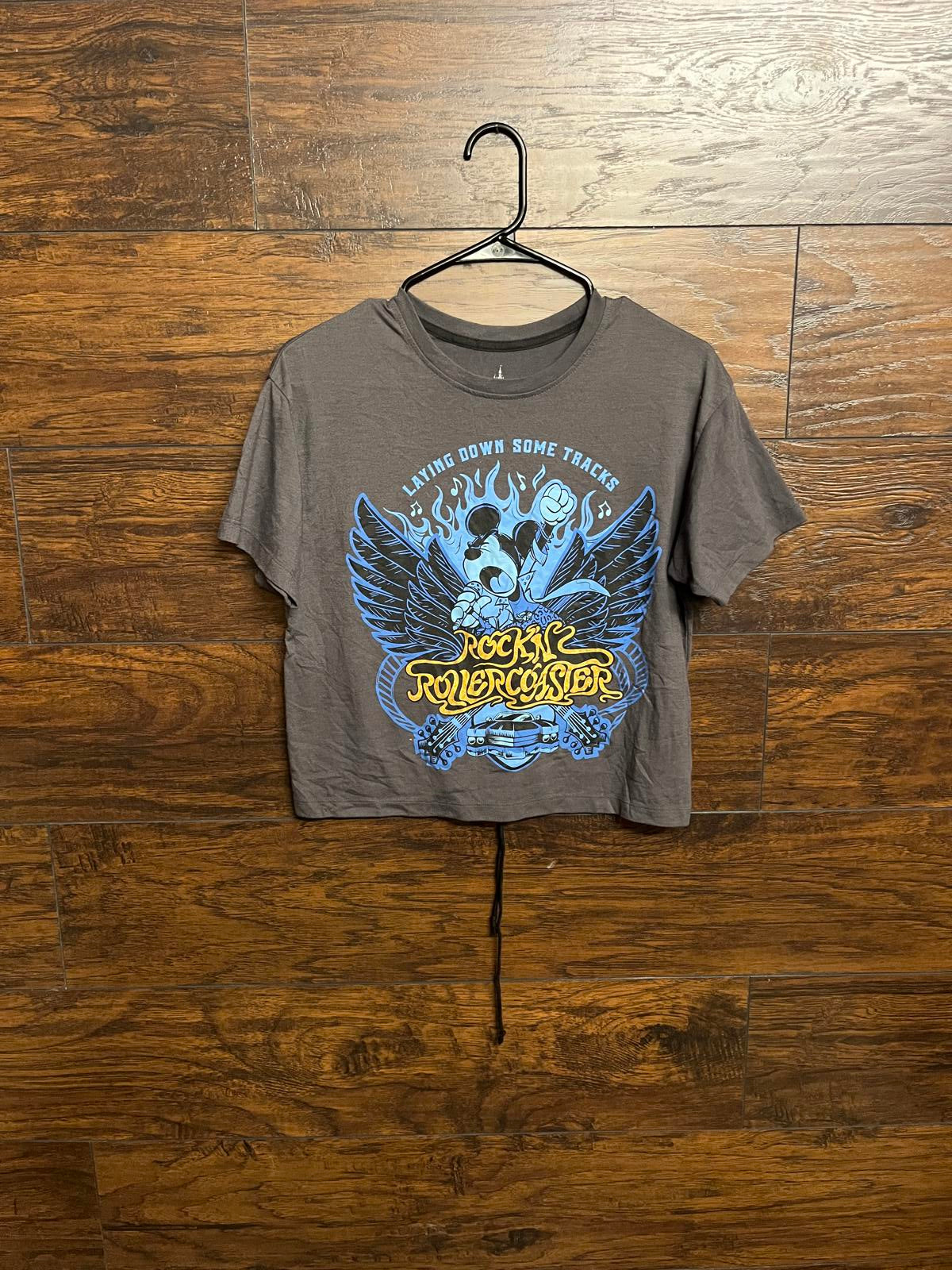 Disney Tee Mickey Rock n Rollercoaster Woman's Laced Back XS