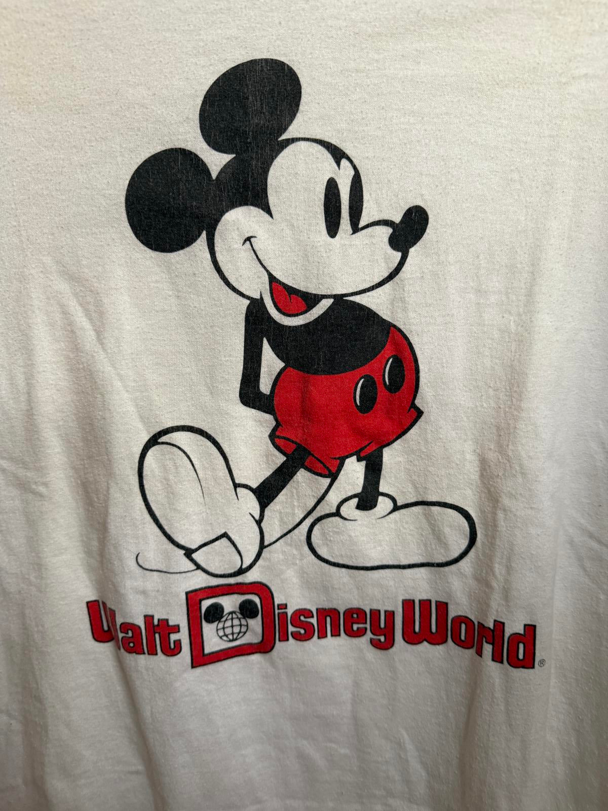 Vintage 80s Mickey Mouse Ringer Tee Walt Disney World -L