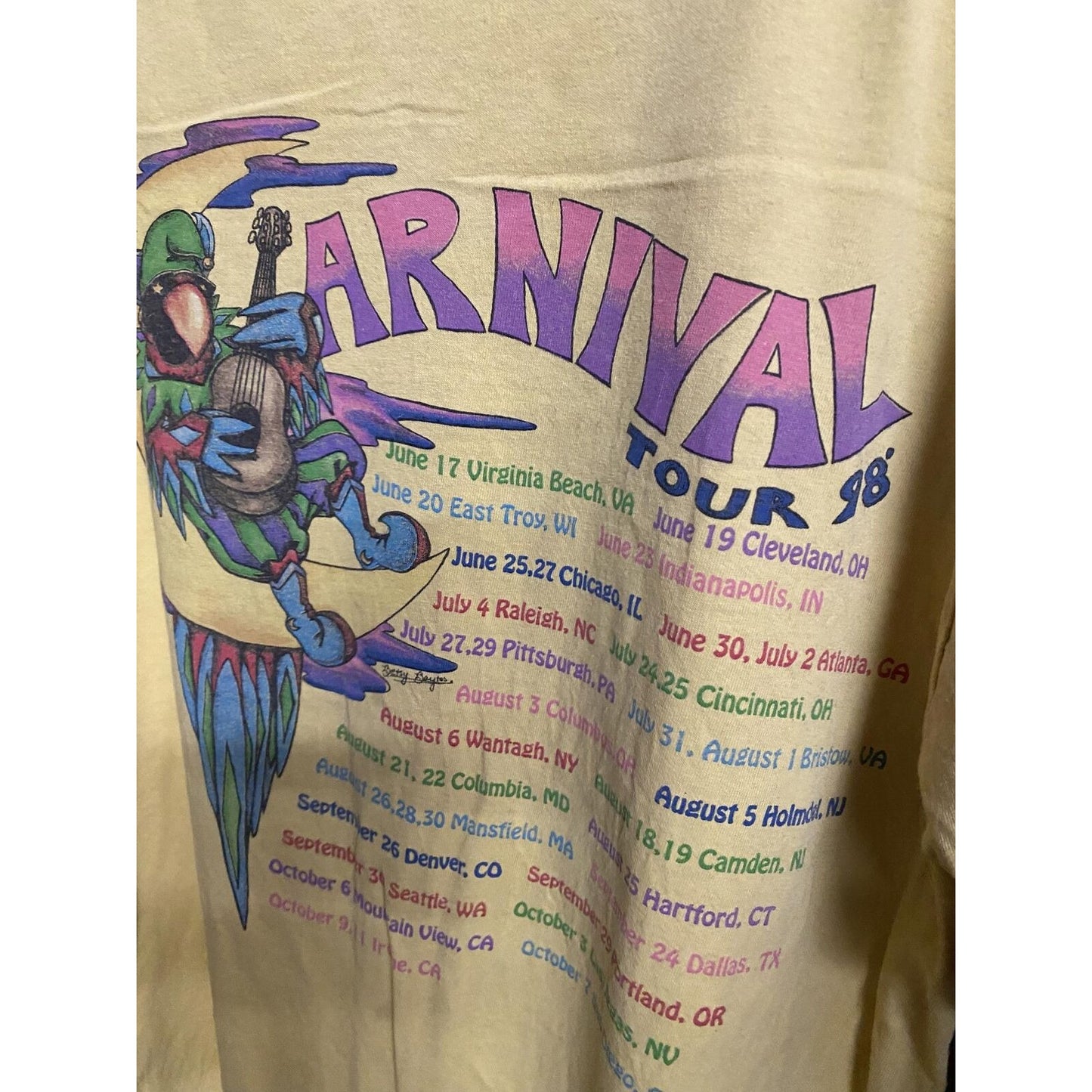 Vintage Jimmy Buffett T-shirt Carnival Tour 1998 Parrot - XL