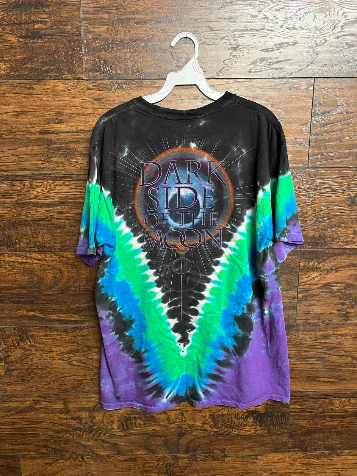 Liquid Blue Pink Floyd Tie Dye - Dark Side of the Moon Tee L