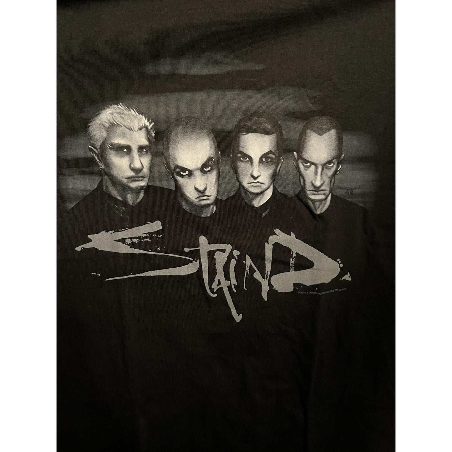 VTG Staind Band Tee - Illustration Aaron Lewis Giant Tag -L