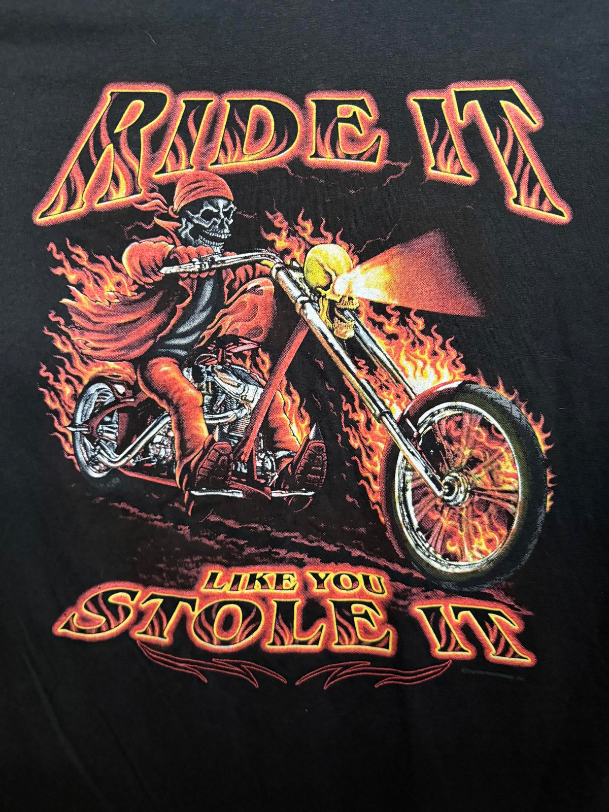 Biker Tee Ride it Like You Stole it Skeleton T-shirt 2XL