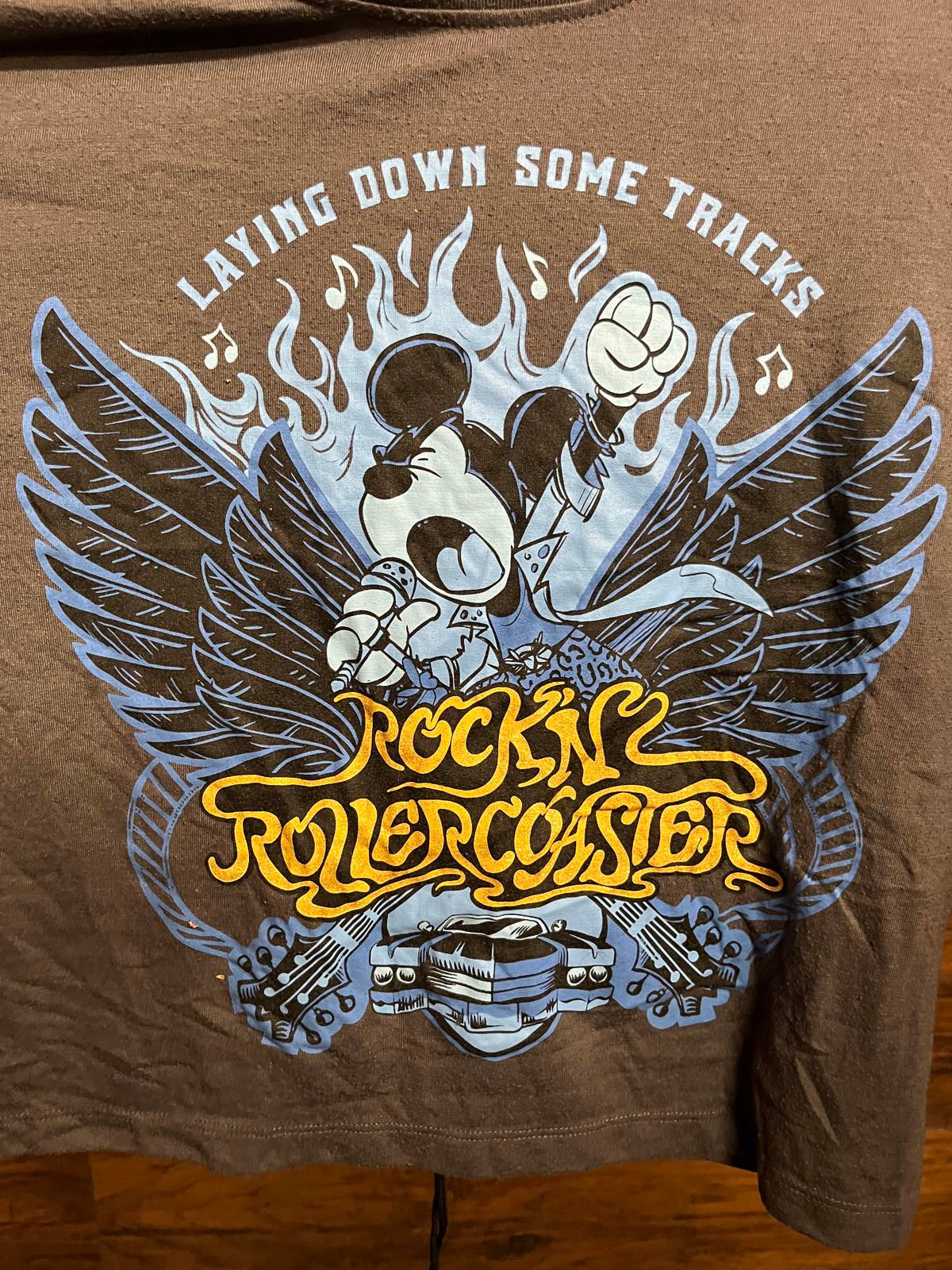 Disney Tee Mickey Rock n Rollercoaster Woman's Laced Back XS