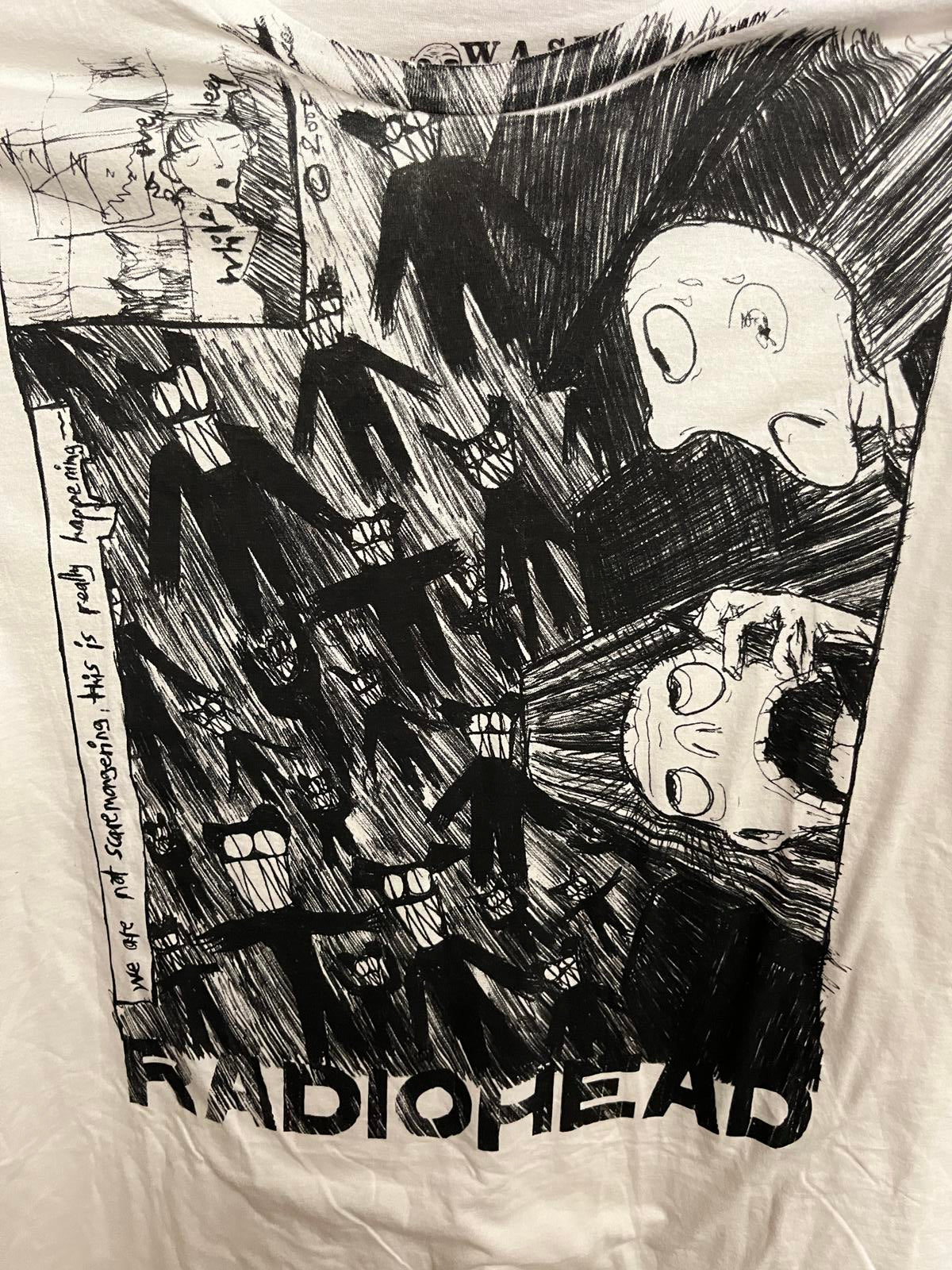 Radiohead Scribble T-shirt Sketch Lyrics Idioteque Kid A XXL