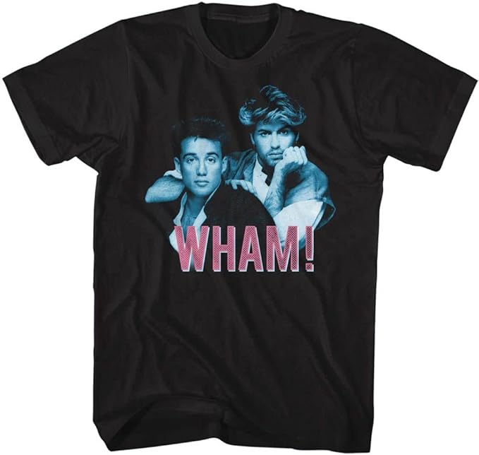 WHAM Mens T-shirt- George Michael and Andrew Ridgeley - New