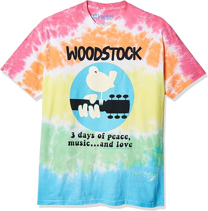 Woodstock Dove / Guitar Tie Dye Liquid Blue Mens T-shirt