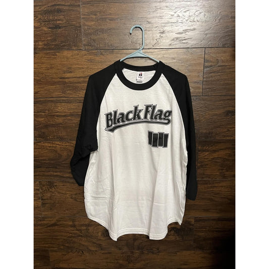 Vtg Black Flag Raglan Band Shirt Baseball Tee Badger Y2K -XL