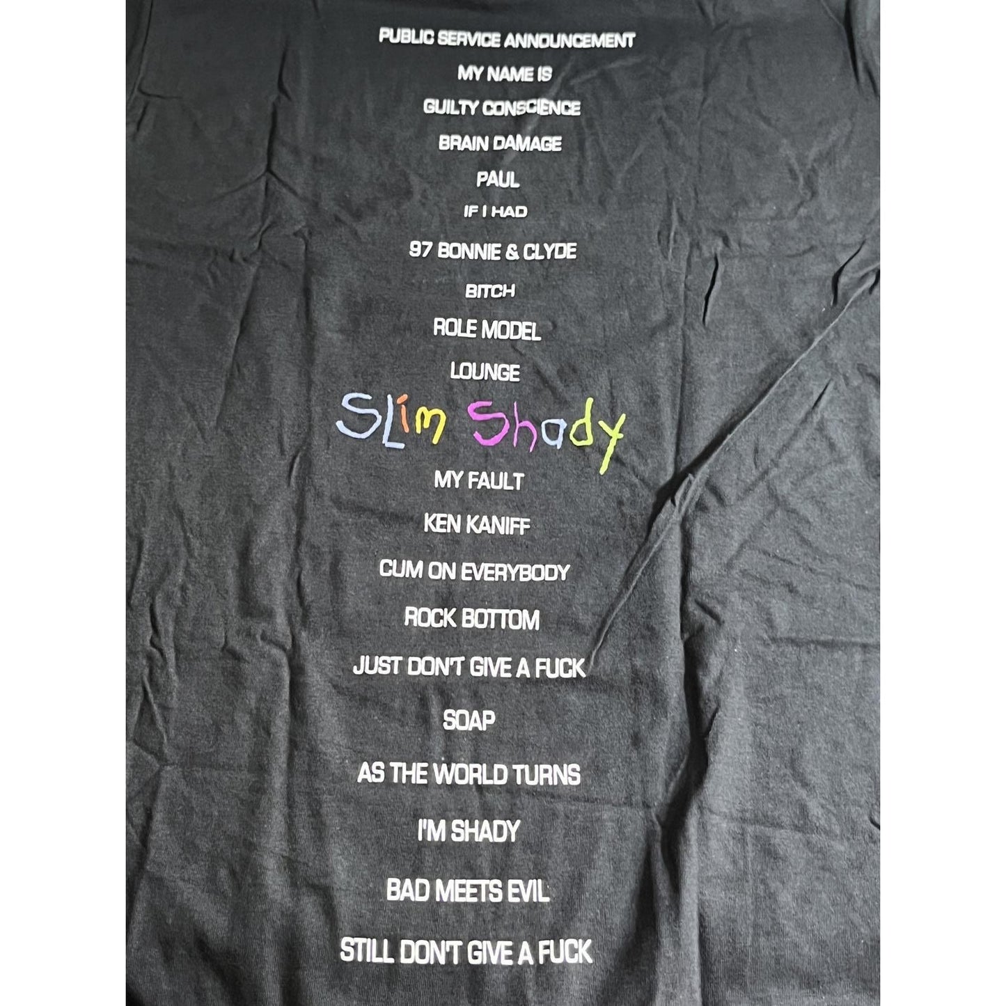 T-shirt Eminem The Slim Shady Lp Shirt - Songs on Back - S