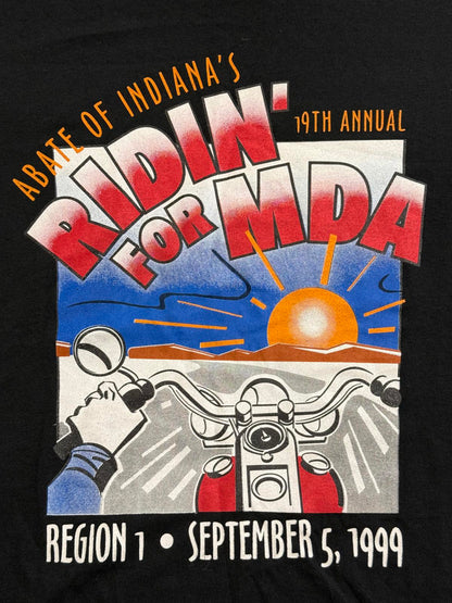 VTG Biker T-shirt Ridin for MDA 1999 Abate of Indiana L