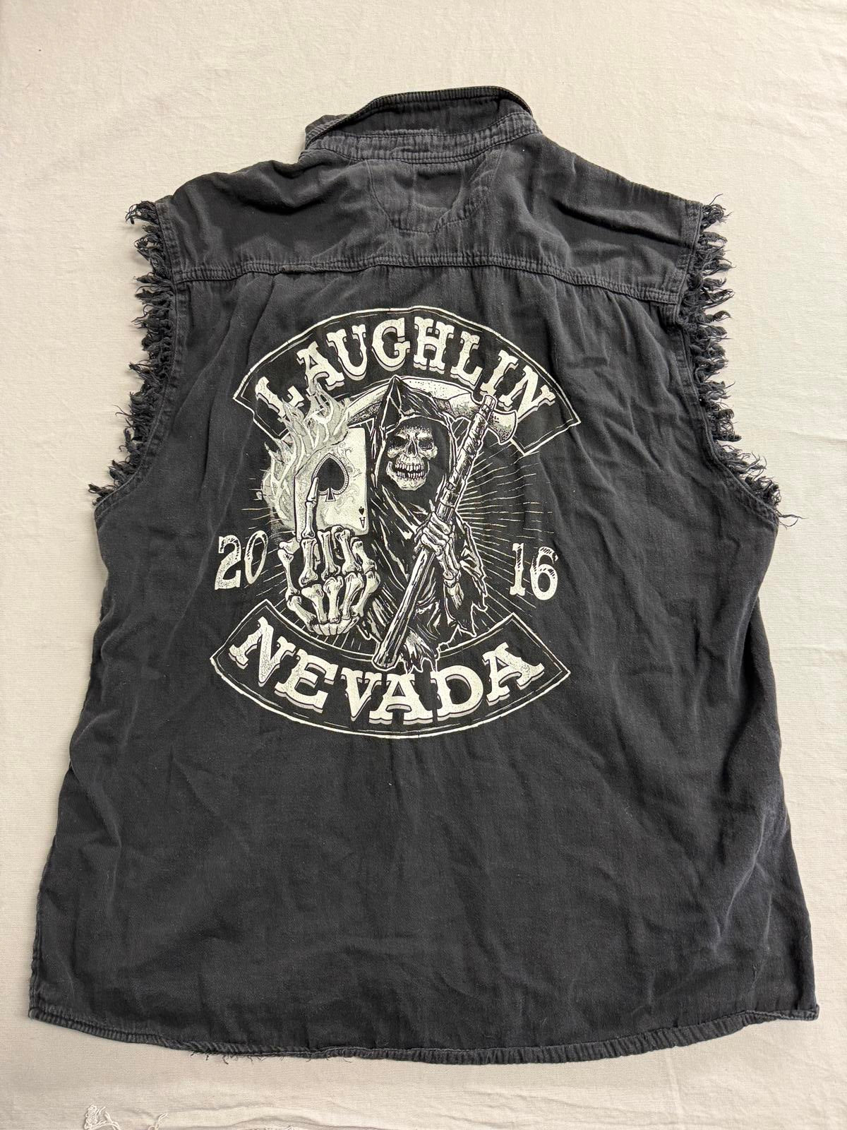 Biker Vest Laughlin Nevada Grim Reaper Ace of Spades 3XL