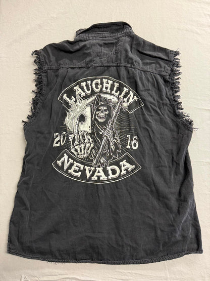 Biker Vest Laughlin Nevada Grim Reaper Ace of Spades 3XL