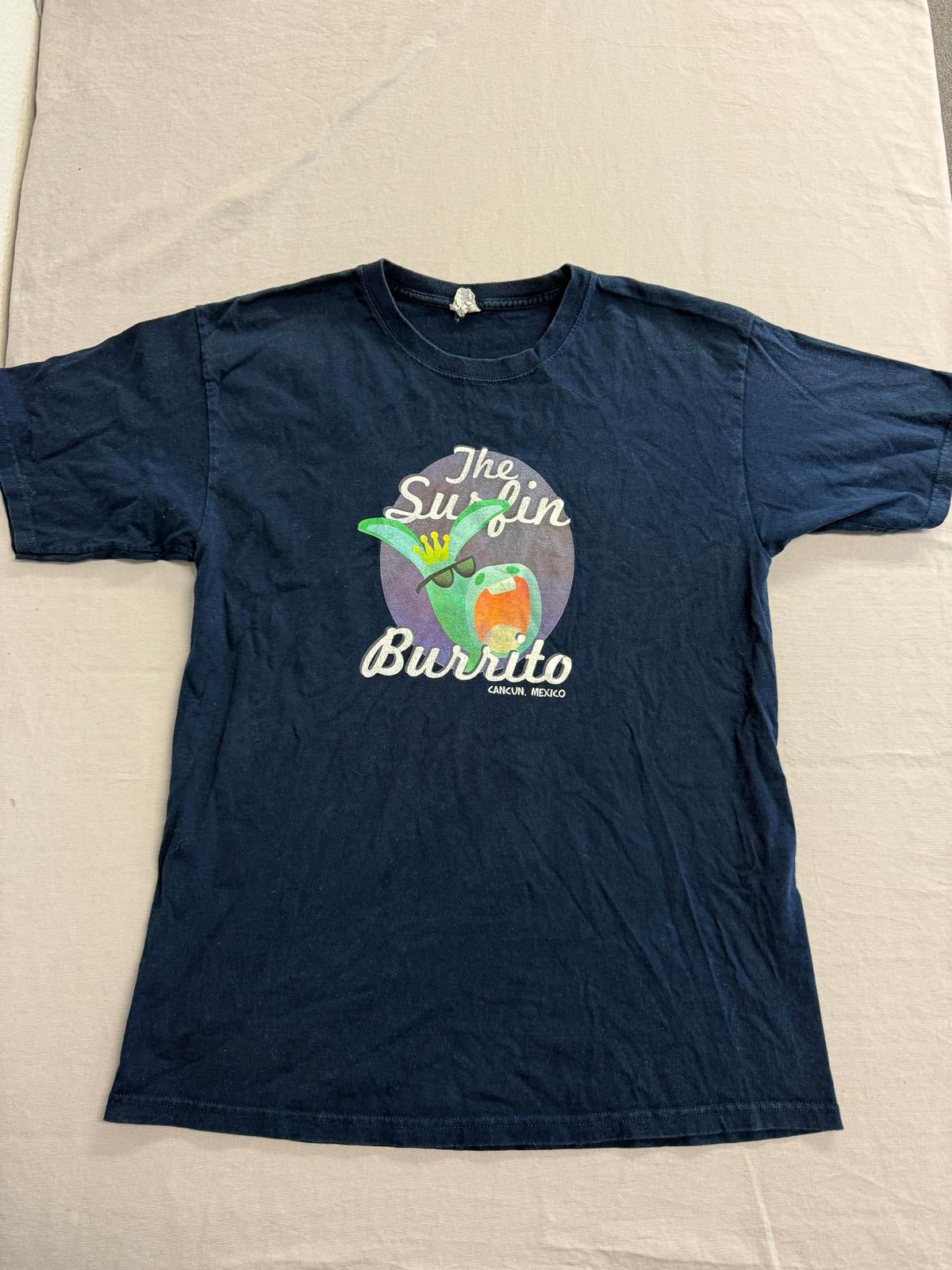 The Surfin Burrito T-shirt Cancun Mexico Surf Donkey Tee - L