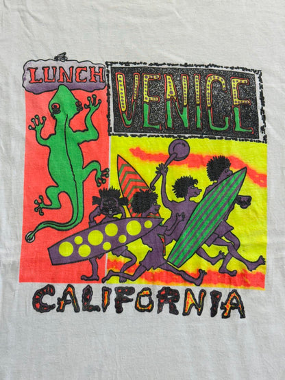 Vintage Venice Beach T-shirt Surf Venice Neon Lizard Lunch L