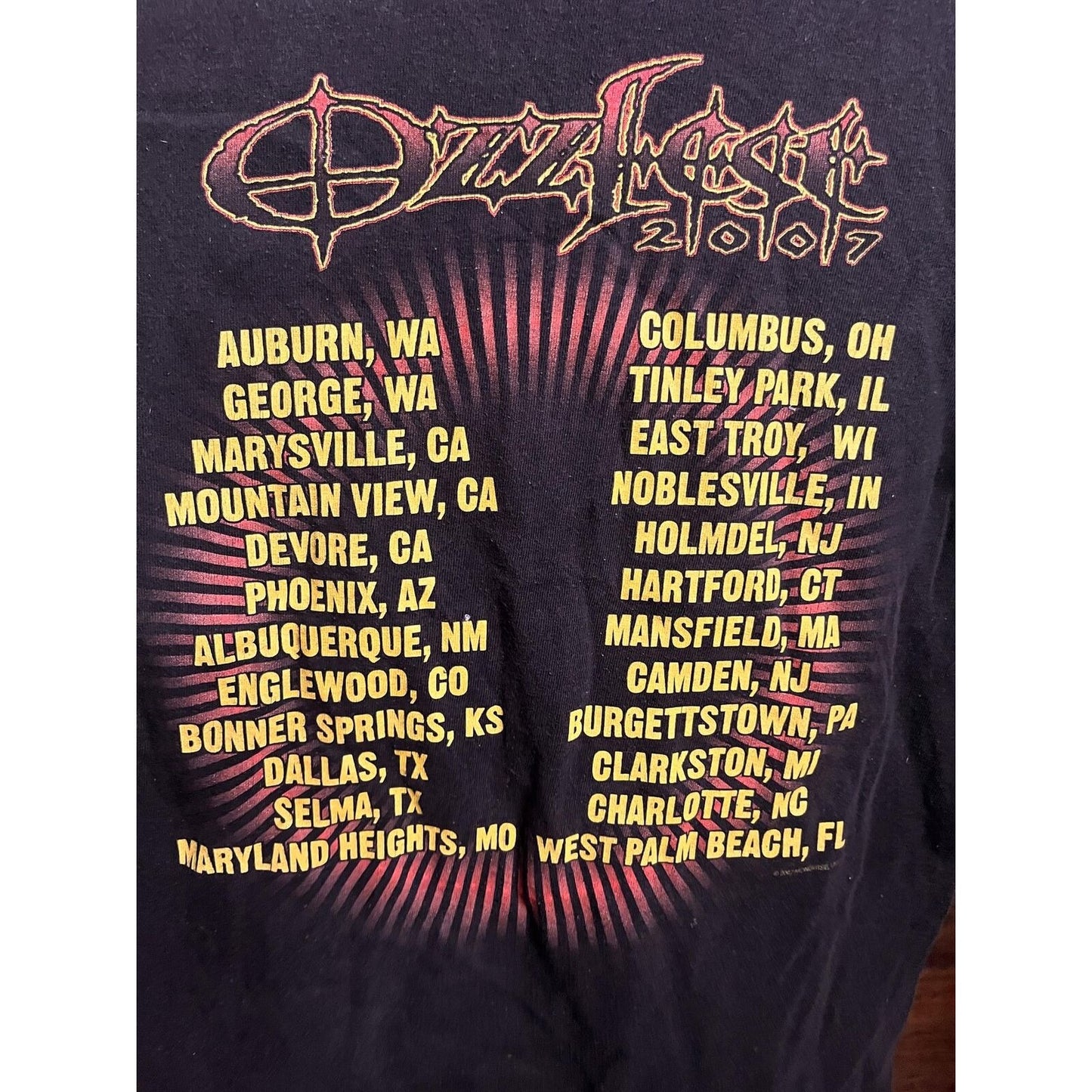 Vintage Ozzfest Tour 2007	T-shirt - Ozzy's Ozz Fest Shirt