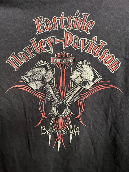 Y2K Faded Harley Davidson Pocket Tee Bellevue Bike Motor 2XL