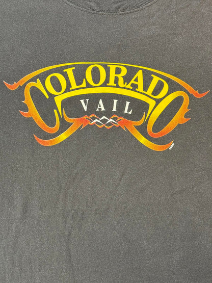 Faded Colorado Vail Y2K Flame Biker Style Tee - XL