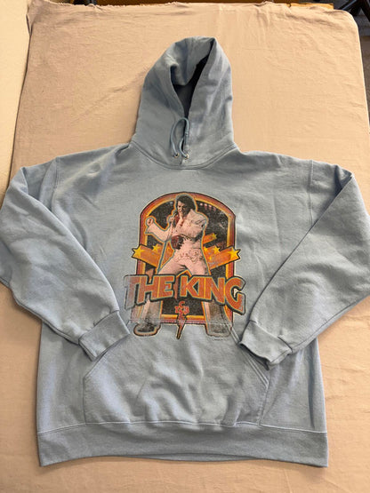 Elvis Presley Hoodie The King TCB Band Iron on Fade - L