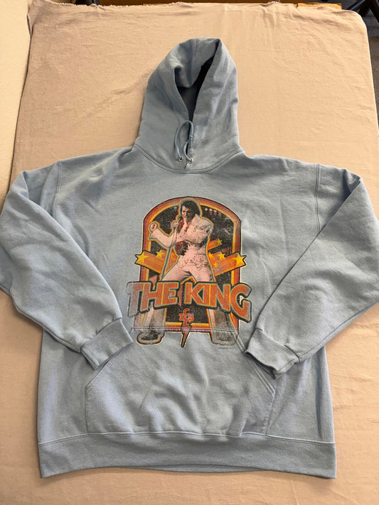 Elvis Presley Hoodie The King TCB Band Iron on Fade - L