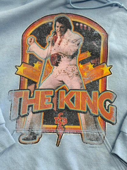 Elvis Presley Hoodie The King TCB Band Iron on Fade - L