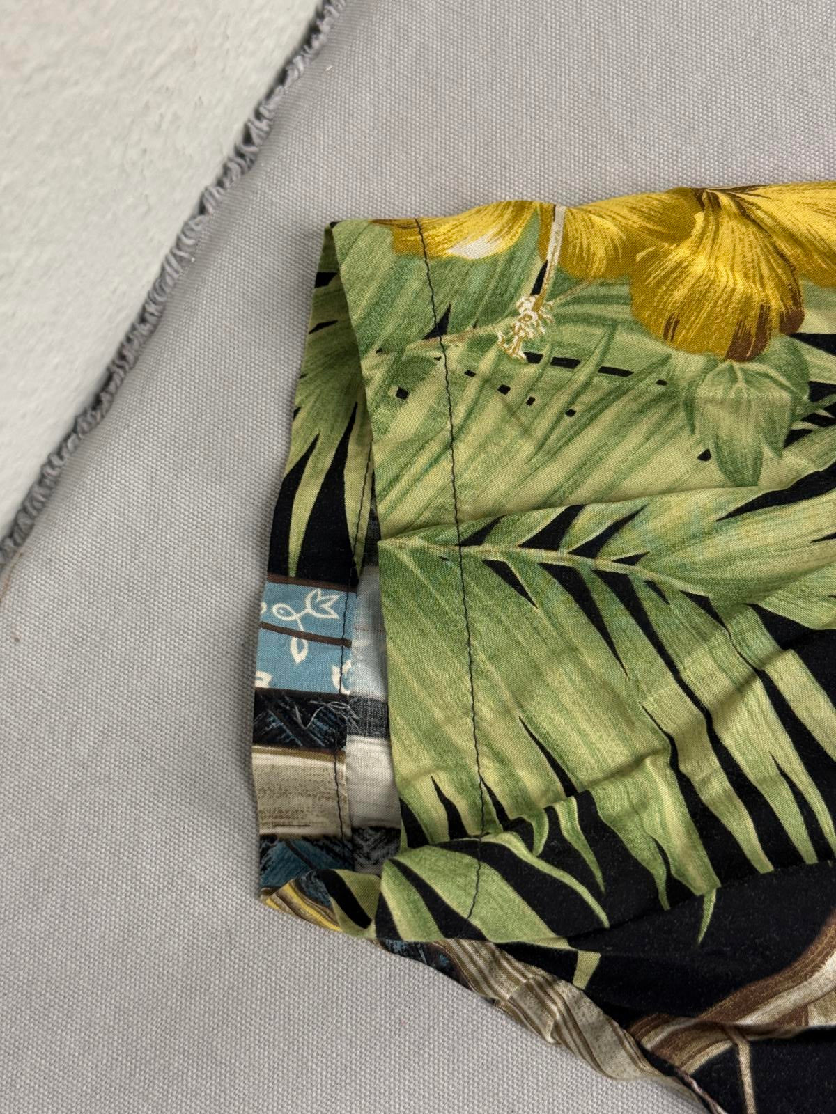 Mens Hawaii Shirt Wooden Surfboards Rayon- Made in Hawaii -M