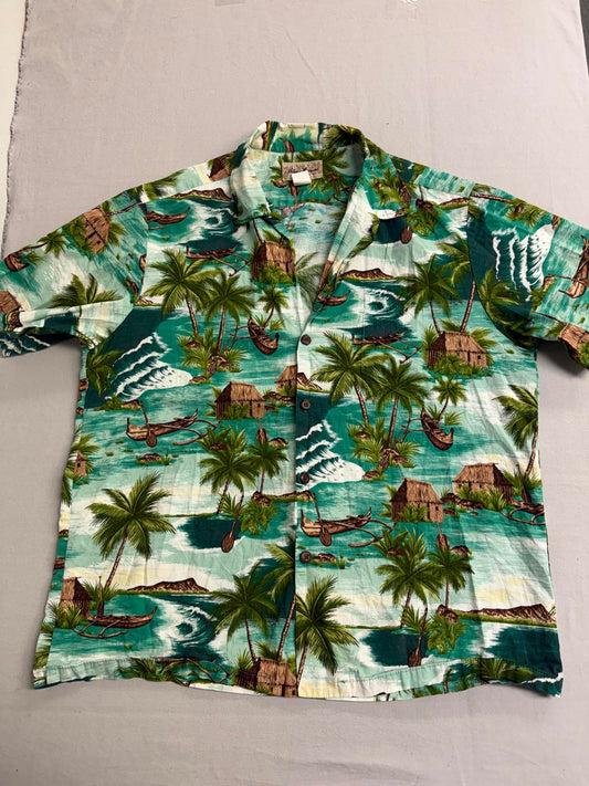 Blue Hawaii Mens Outrigger Hawaiian Shirt Made in Hawaii XL