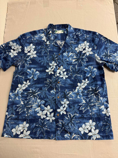Two Palms Mens Hawaiian Shirt Plumeria Made in Hawaii Shirt