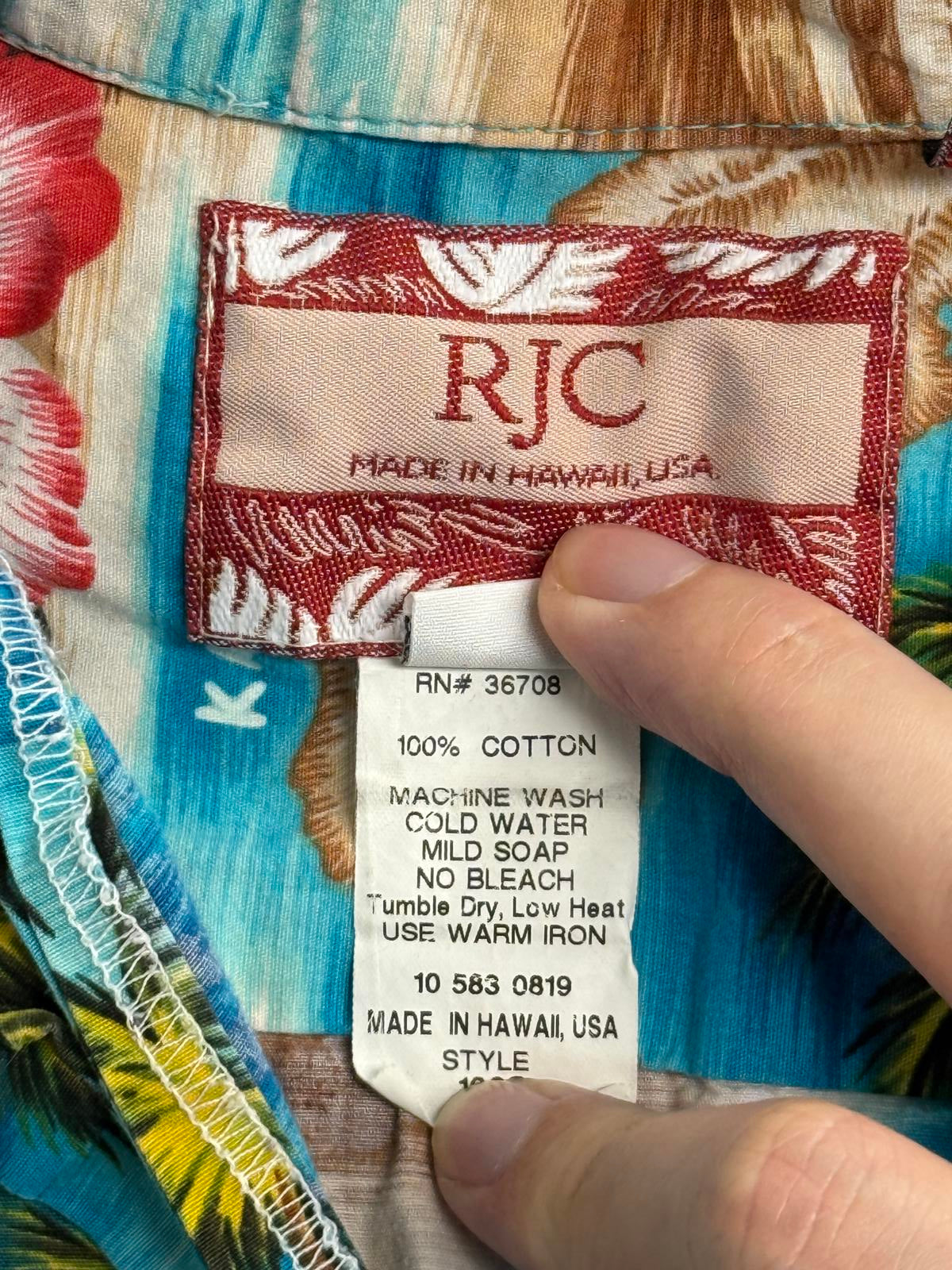 RJC Mens Hawaiian Shirt Hawaiian Islands Made in Hawaii - S