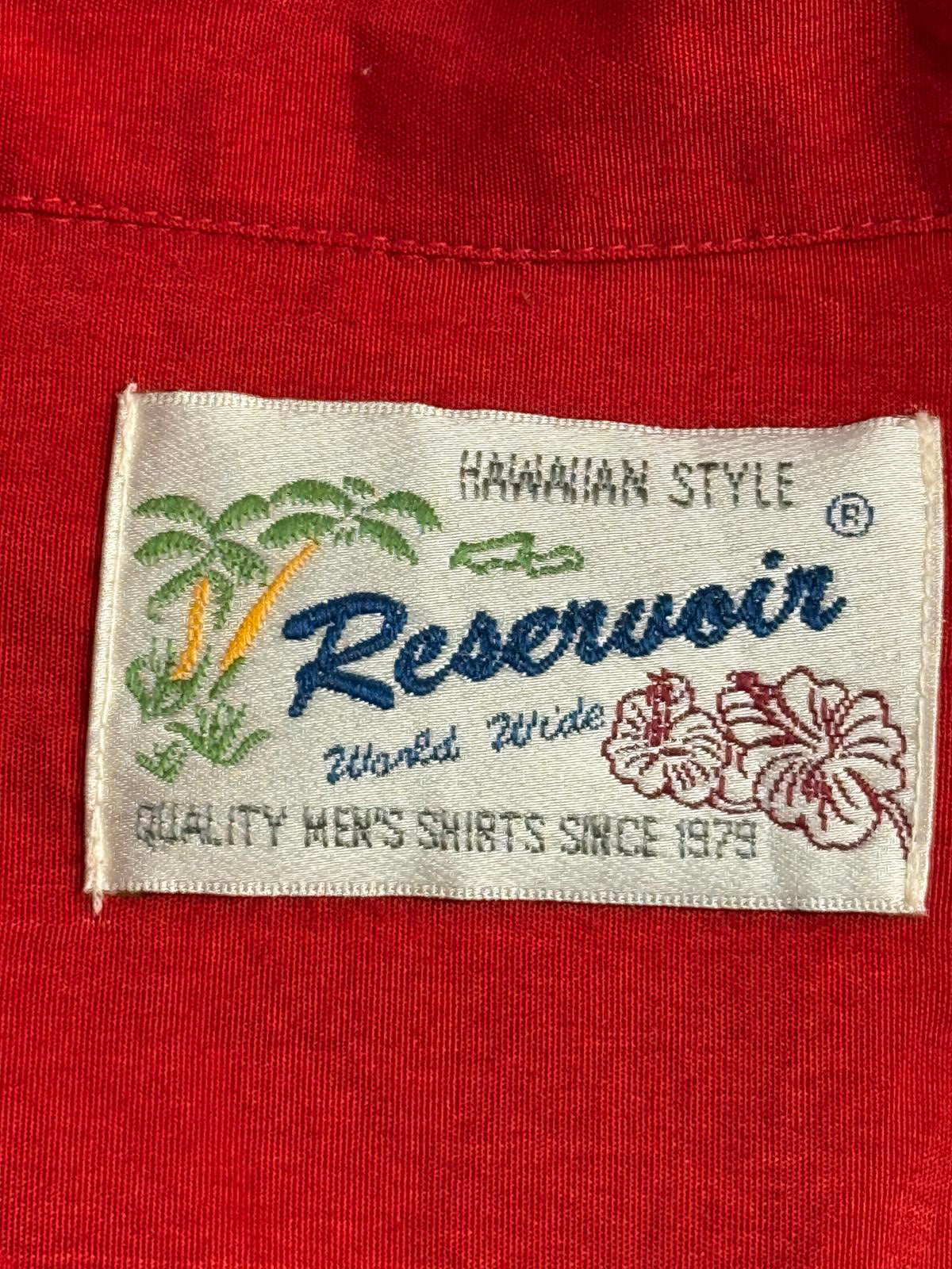 Mens Hawaiian Shirt Plumeria Floewrs Reservoir - L