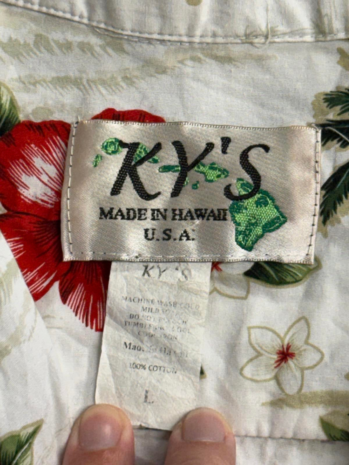 Ky's Men Hawaiian Shirt Surfing Santa Made in Hawaii Shirt L