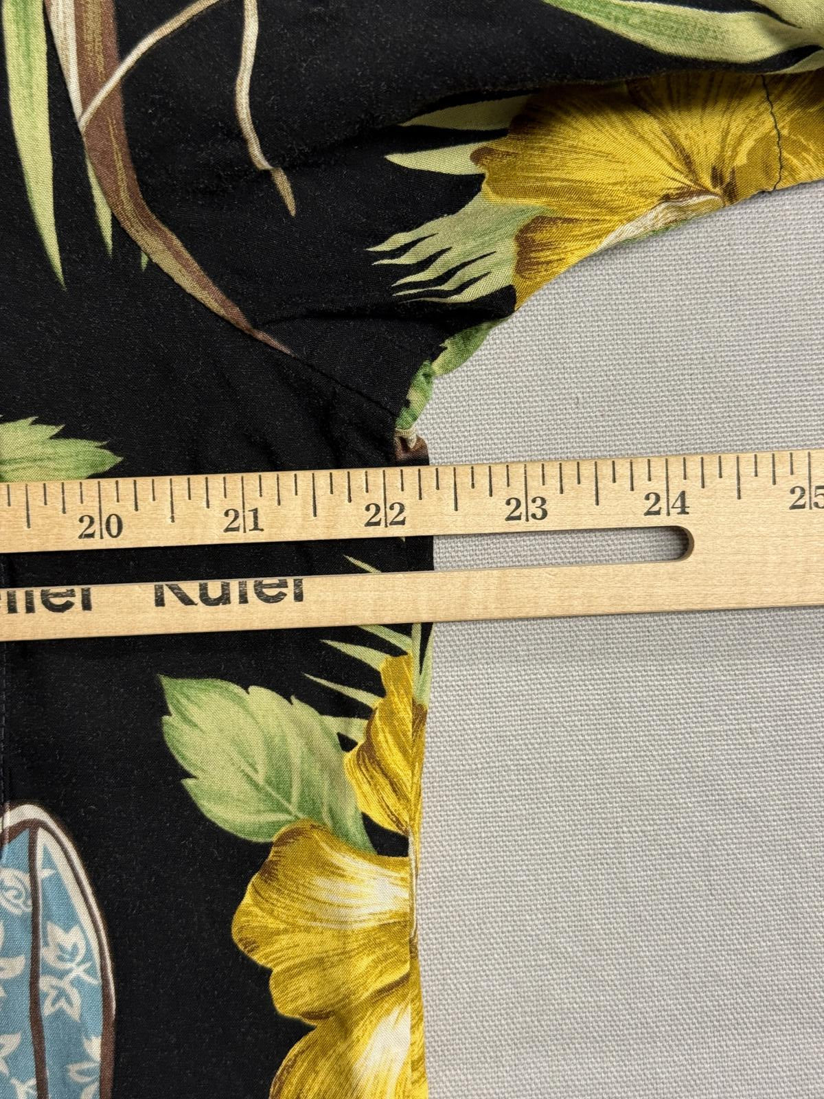 Mens Hawaii Shirt Wooden Surfboards Rayon- Made in Hawaii -M