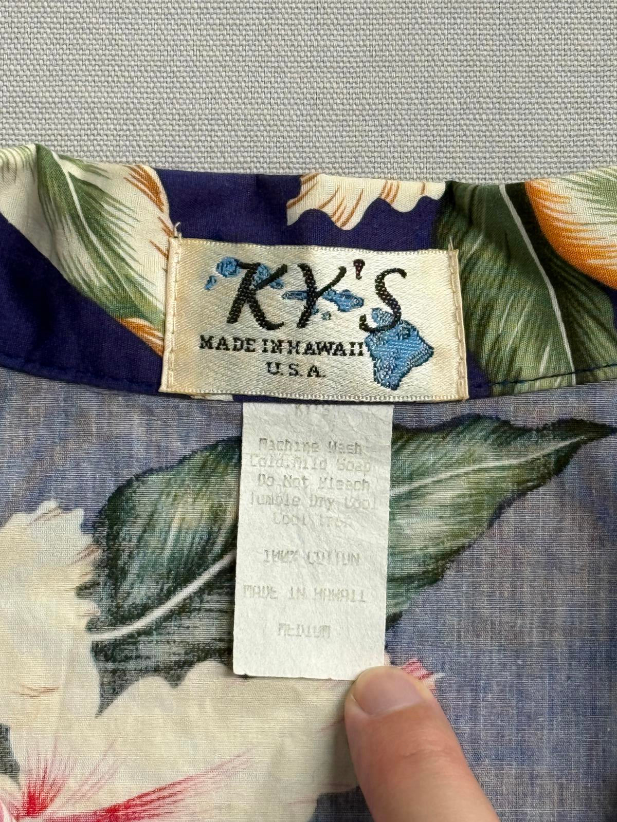 Ky's Hawaiian Flower Shirt Pocketless Made in Hawaii Shirt M