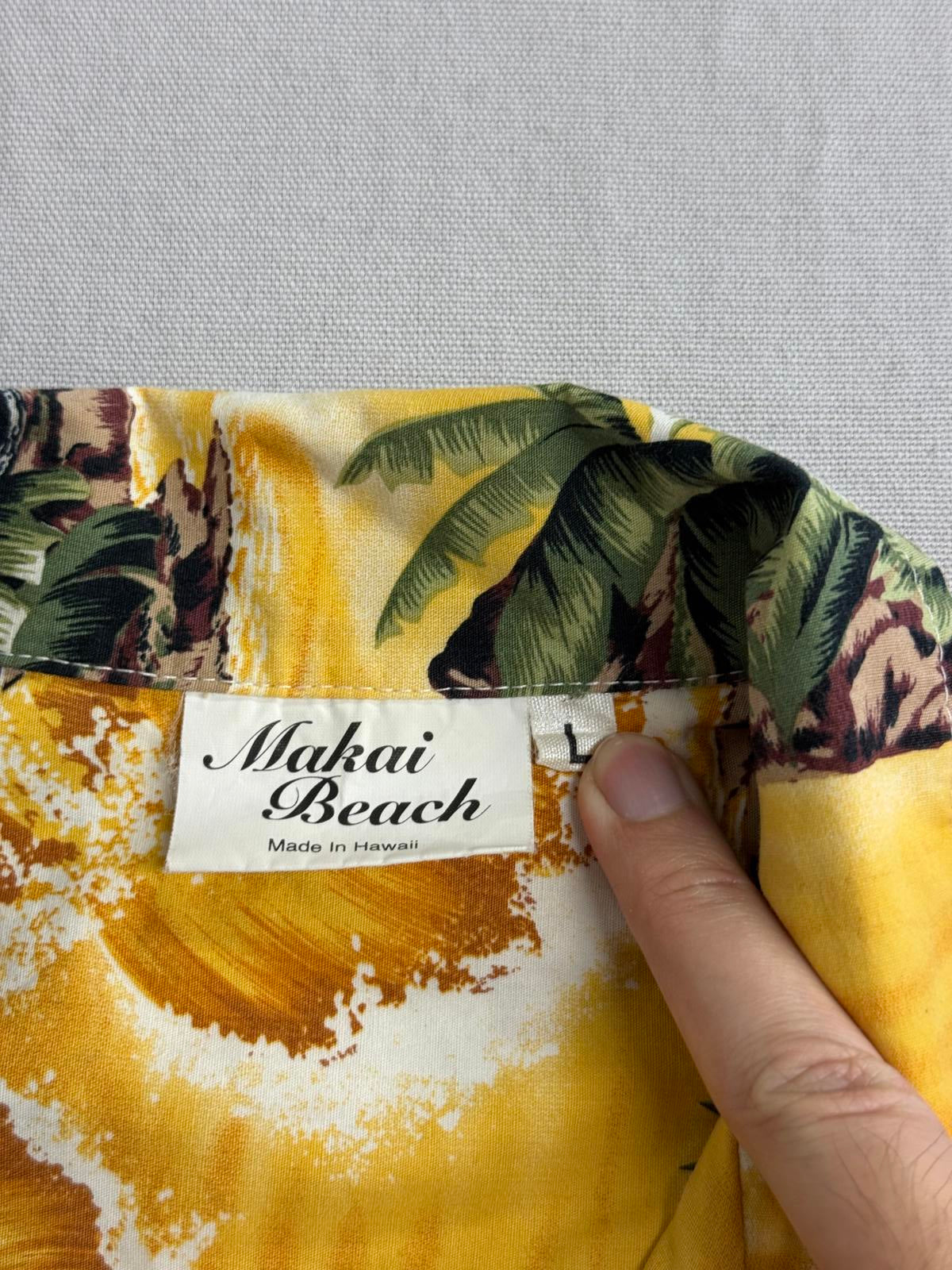 Mens Hawiian Shirt Volcano Surfing Bikes- Made in Hawaii - L