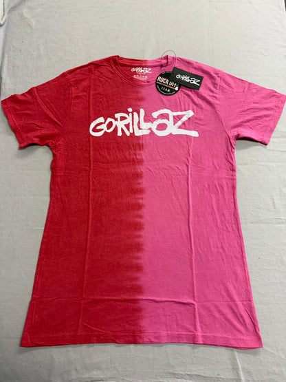 Gorillaz Band T-shirt - Two Two Pink Dipped Gorillaz Logo