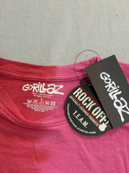 Gorillaz Band T-shirt - Two Two Pink Dipped Gorillaz Logo