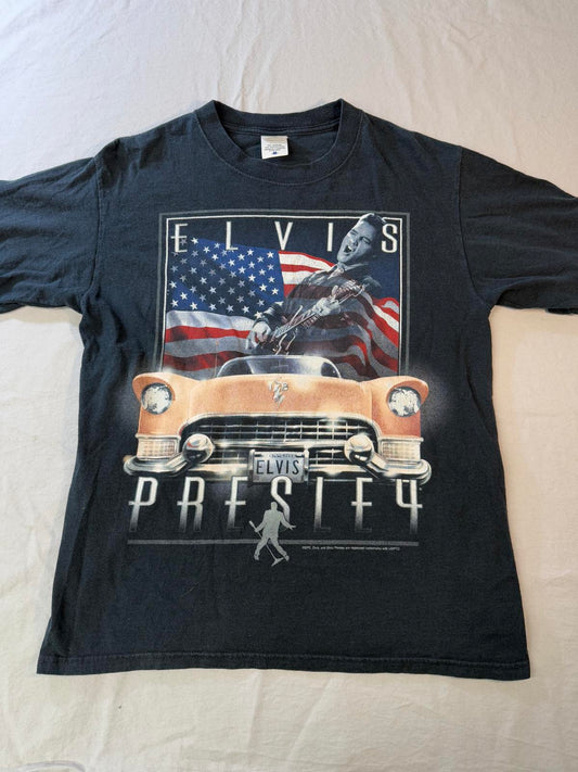Y2K Elvis Presley T-shirt Cadillac American Flag Tee - M