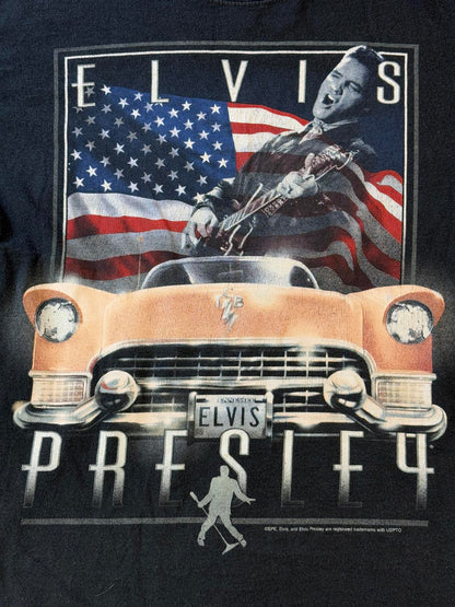 Y2K Elvis Presley T-shirt Cadillac American Flag Tee - M