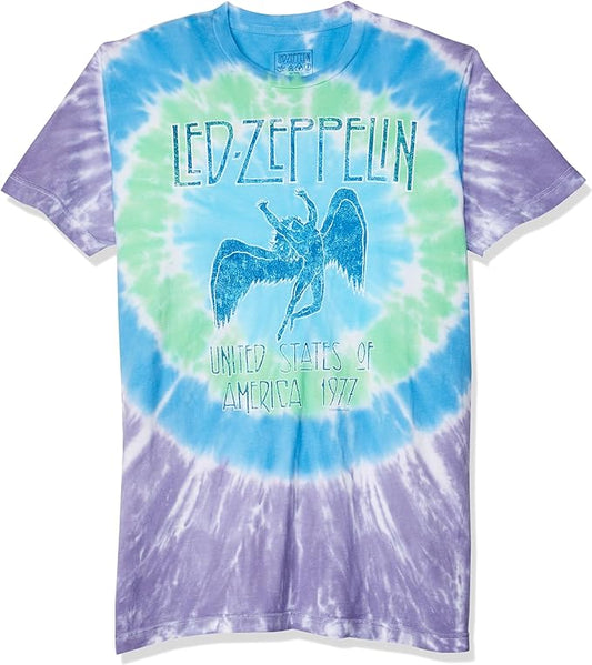 Led Zeppelin Tie Dye United State of America 1977 Liquid Blue TShirt