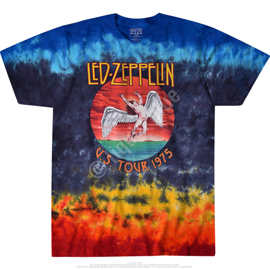 Led Zeppelin Tie Dye 1975 Tour Swan Song Icarus Liquid Blue TShirt