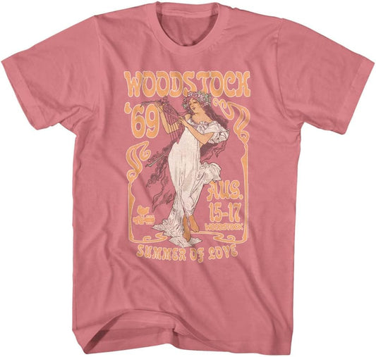 Woodstock Summer of Love 1969 Pink Tshirt