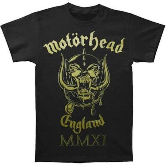 Motorhead England SnaggleTooth T-shirt - Gold 2011 Tour - S