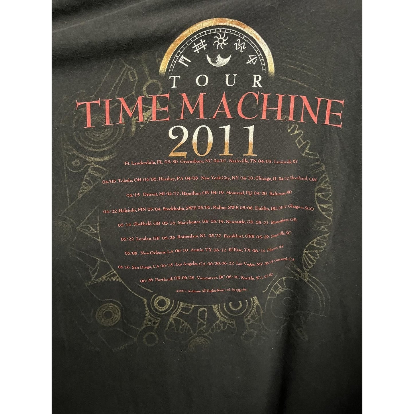 Vtg Rush T-shirt Tour Time Machine 2011 - Rush Shirt - L