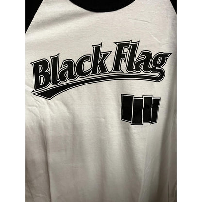 Vtg Black Flag Raglan Band Shirt Baseball Tee Badger Y2K -XL