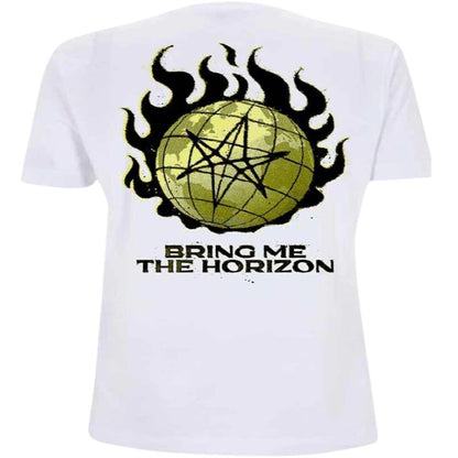 Bring Me The Horizon Mens T-shirt - BMTH Globe on Fire / Flame - Band Tees