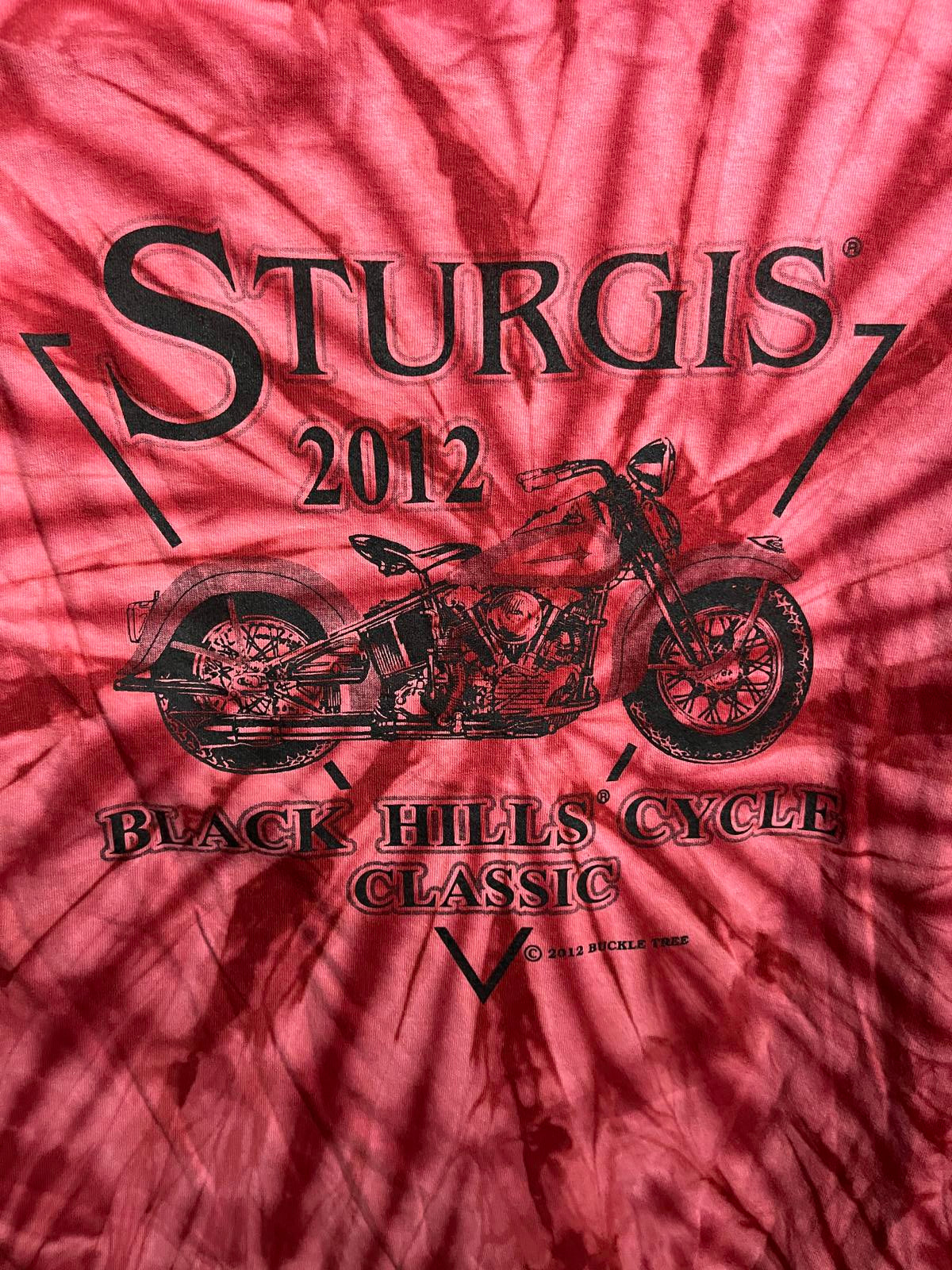 2012 Biker Black HIlls Sturgis Tie Dye T-shirt Bald Eagle L