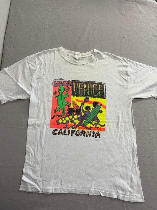 Vintage Venice Beach T-shirt Surf Venice Neon Lizard Lunch L