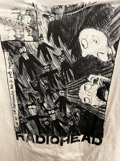 Radiohead Scribble T-shirt Sketch Lyrics Idioteque Kid A XXL