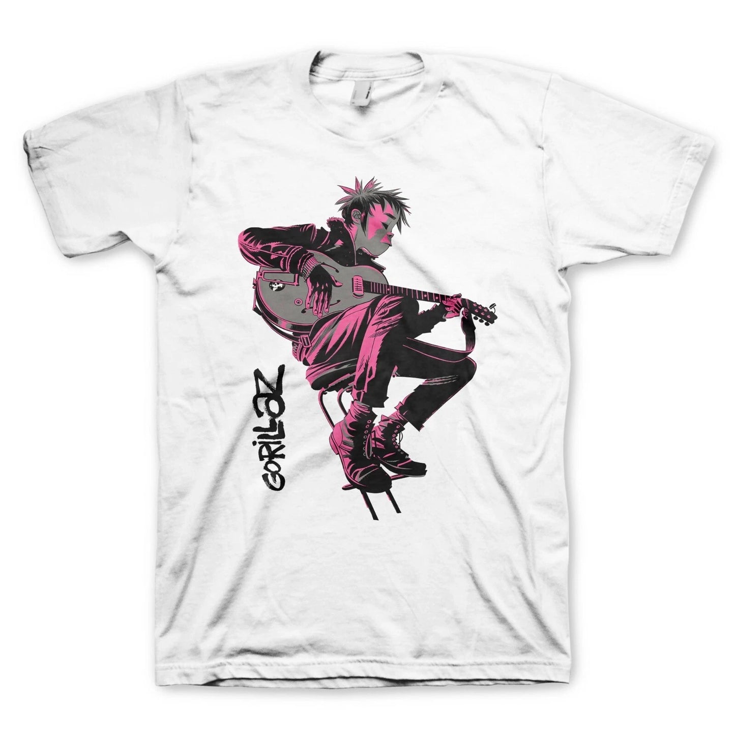 Gorillaz Now Now Band T-shirt Pink Guitar - Official