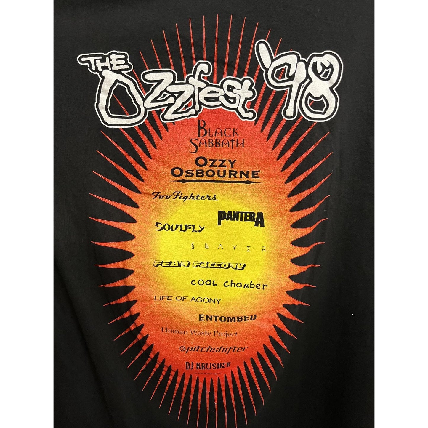 1998 The Ozzfest Tour T-shirt Bands on Back Ozz Fest 98 L