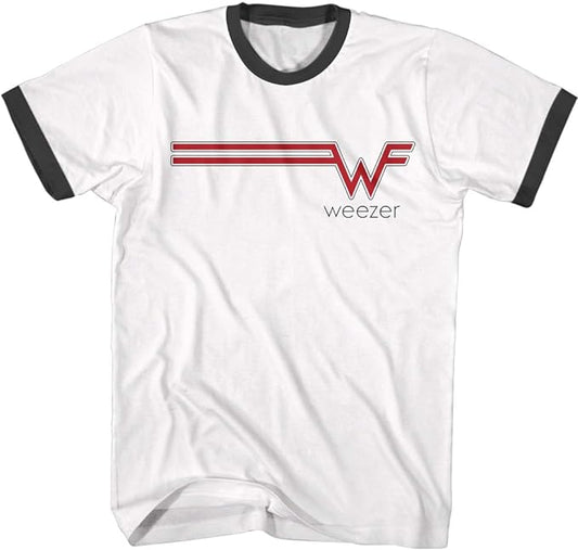Weezer W Streak Ringer T-shirt Black Collar / White Tee